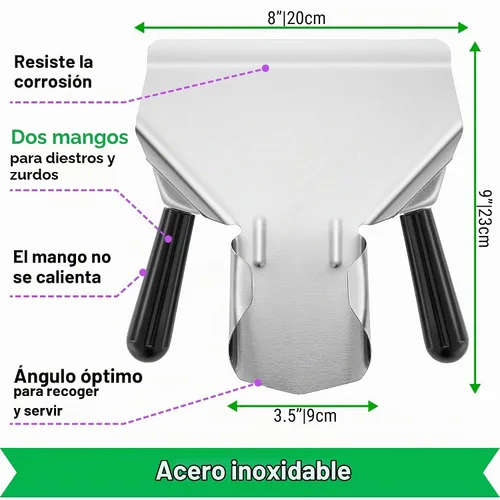 Vista 3 de CUSINIUM Juego de cuchara y escurridor de palomitas de maíz de doble asa - Cuchara de palomitas de metal - Cuchara para papas fritas