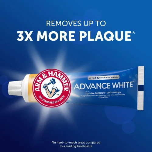 Vista 4 de ARM & HAMMER Advance Pasta de dientes blanca, menta limpia, blanqueamiento extremo, 4.3 onzas (paquete de 6)