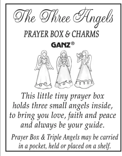 Vista 4 de Ganz Caja de oración de ángeles - Triple Ángeles Charm Peltre