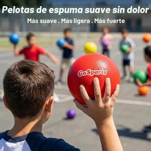 Vista 2 de GoSports Soft Skin Foam Playground Dodgeballs - Set of 6 Includes Mesh Carry Bag