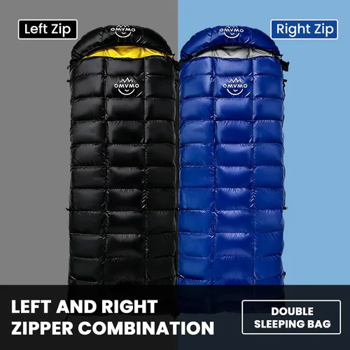 Vista 5 de 0 20 Degrees F Down Sleeping Bag for Adults,4 Season Rectangle Down Sleeping Bag for Camping Hiking Negro/Cremallera Izquierda