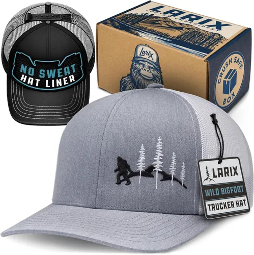 Vista 12 de LARIX Trucker Hat Men - Snapback Cap with Breatheable Mesh Back, Hats for men, Mens Hat, Mens Trucker Hats Negro (Wb)
