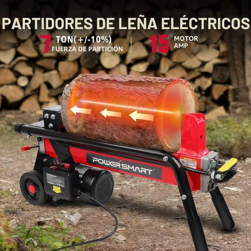 Vista 2 de PowerSmart - Divisor eléctrico de troncos, 7 toneladas, velocidad del motor 3500, 15 amperios, diseño horizontal de haz completo