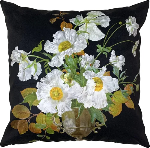 Vista 18 de Funda de cojín floral ligera de lujo, 18 x 18 pulgadas, pintura al óleo retro victoriana de doble cara, fondo negro, flor vibrante, funda de cojín