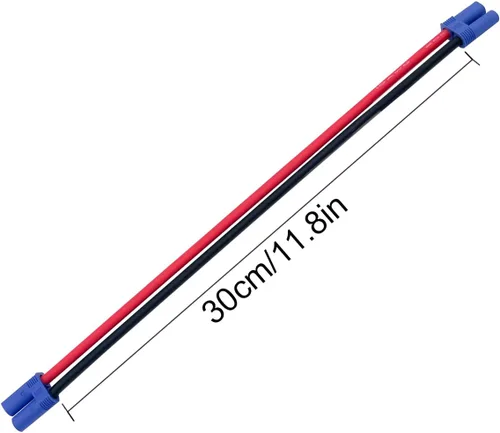 Vista 5 de Paquete de 2 cables de extensión EC5 EC5 macho a EC5 conector hembra EC5 Cable de extensión RC adaptador de cable de 11.8 in 10AWG para accesorios