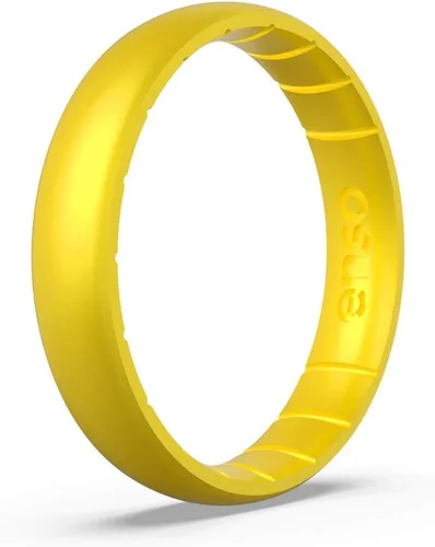 Vista 13 de Anillo de silicona fino con piedra de nacimiento de Enso – Unisex, para boda y compromiso – Banda transpirable cómoda – 4.3mm (0.17 pulgadas)
