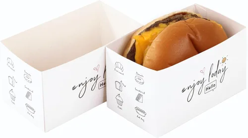 Vista 8 de 100 recipientes de papel para llevar, cajas para sándwich, mini cajas de hamburguesas, bandeja de pan para llevar recipientes de alimentos