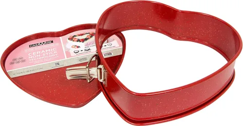 Vista 4 de casaWare Heart Springform - Sartén de 10 pulgadas, revestimiento de cerámica, antiadherente, granito rojo