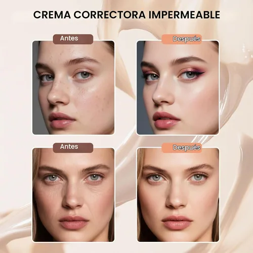 Vista 4 de Supreme CC - Crema corrector impermeable, perfeccionador de tez en crema, corrector hidratante de cobertura completa, base de crema CC de larga