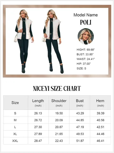 Vista 6 de Niceyi Women's Quilted Puff Vest Short Sleeve Zipper Waistcoat Outerwear Padded Jacket Winter Coat with Pockets