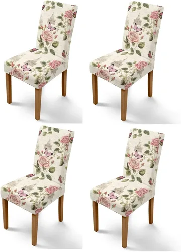 Vista 8 de HUGS IDEA Butterfly Dining Room Chair Covers Set of 2 Blue Marble Stretch Parsons Chair Slipcovers Washable Kitchen Chairs Protector Covers for