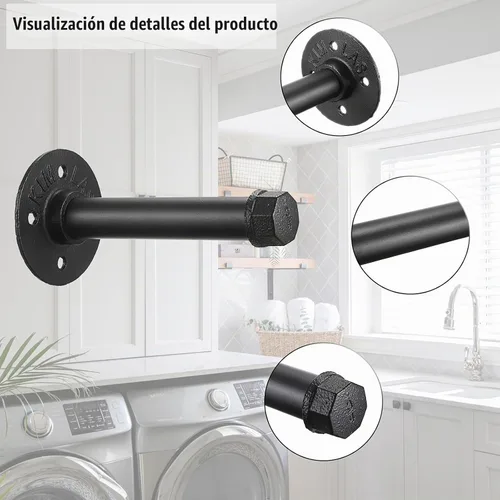 Vista 4 de Sumnacon Perchero montado en la pared para armario, 2 piezas de 6 pulgadas Negro