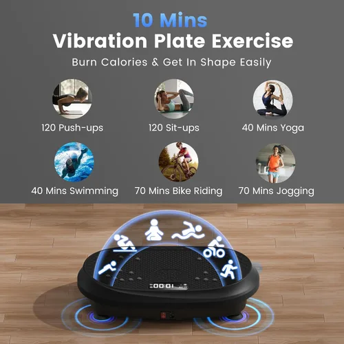 Vista 10 de Vibration Plate Exercise Machine, Vibrating Fitness Platform for Lymphatic Drainage, Full Body Shaker Workout Equipment, Bluetooth Power Shaping
