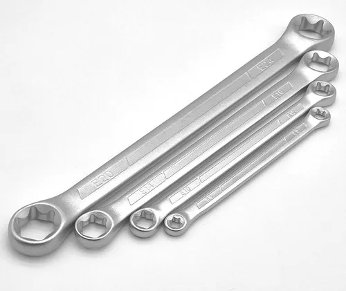 Vista 6 de Juego de llaves de caja E-Torx de 4 piezas, llaves de estrella hembra de doble extremo Kit de llave de acero CR-V resistente E6-E24