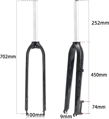 Vista 3 de BUCKLOS 26/27.5/29 "Mountain Bike Horquillas rígidas, 1-1/8" recto MTB freno de disco de horquilla rígida, aleación de aluminio superligera