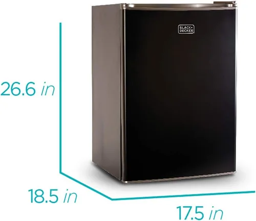 Vista 3 de BLACK+DECKER BCRK25B - Refrigerador compacto Energy Star de una sola puerta con congelador, 2.5 pies cúbicos, negro y horno microondas COMFEE