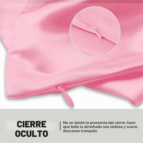 Vista 4 de Suatien Funda de almohada de seda de morera para cabello y piel, tamaño Rosa-1 paquete