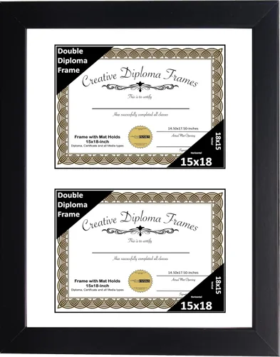 Vista 11 de Creative Picture Frames Marco de diploma doble clásico negro de 6 x 8 pulgadas con vidrio negro y colgador de pared instalado