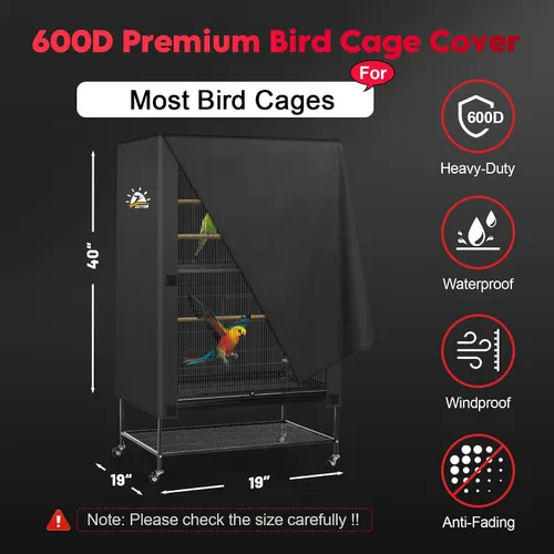 Vista 3 de Zettum Funda para jaula de pájaros, 600D para jaula de pájaros para noche, resistente e impermeable, resistente a la decoloración, accesorio