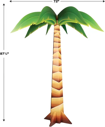Vista 2 de Beistle Cartón grande de 7 pies 3 pulgadas x 6 pies para fiesta hawaiana 3-D palmera fotográfica, tema Luau fondo de fotografía tropical