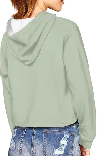 Vista 3 de Lindas sudaderas con capucha para niñas, sudadera corta de manga larga con capucha