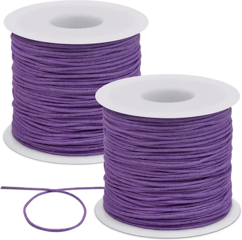 Vista 8 de JeogYong 2 cuerdas de algodón encerado de 0.039 in x 76 yardas, cuerda de cera para hacer pulseras, hilo encerado para abalorios para hacer joyas