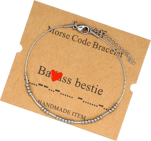 Vista 103 de JoycuFF Pulseras inspiradoras de código morse para mujeres, cuentas de plata, joyería con mantra de motivación, regalos para ella