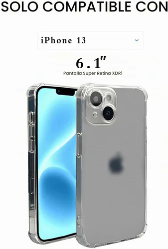 Vista 5 de Funda de TPU suave transparente para iPhone 13, borde elevado de la lente