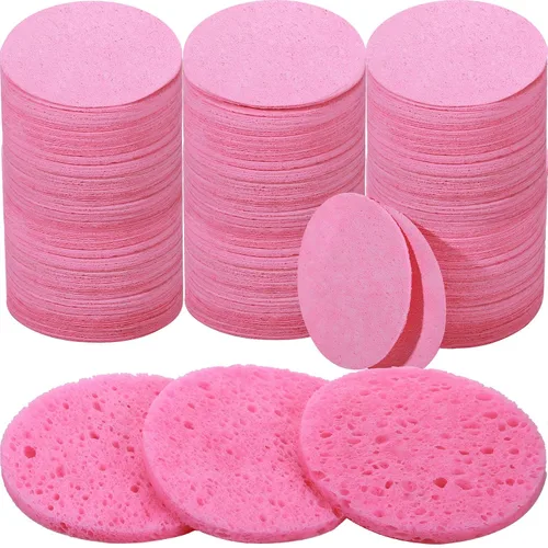 Vista 9 de Amyhill 300 esponjas faciales comprimidas, esponjas faciales naturales para limpieza, almohadillas exfoliantes faciales desechables para Azul