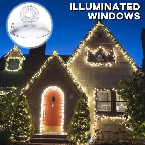 Vista 6 de Skyley Soportes de luz de Navidad, mini clips de luz de Navidad, clips de ventosa, ganchos de ventosa para ducha, ganchos de iluminación