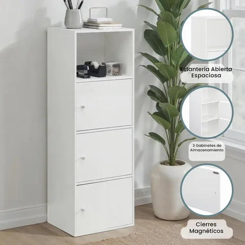 Vista 5 de Convenience Concepts Xtra Storage - Estantería de tres puertas con acabado de madera blanca