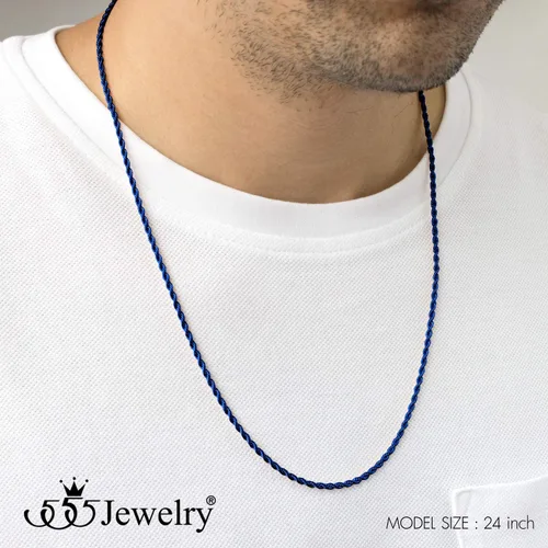 Vista 2 de 555Jewelry Collar de cadena de cuerda trenzado hipoalergénico de acero inoxidable de Singapur