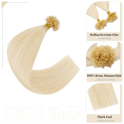 Vista 51 de SEGO Extensiones de cabello humano con micro cuentas, extensiones de cabello humano con micro bucle, lacio, natural, fusión fría, 1.76 oz/paquete