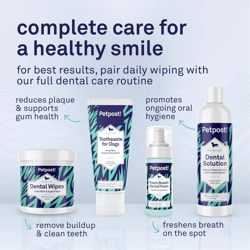 Vista 8 de Petpost Fresh Breath Foam for Dogs - Solución dental con sabor a menta y manzana que elimina el mal aliento - Tratamiento de limpieza dental