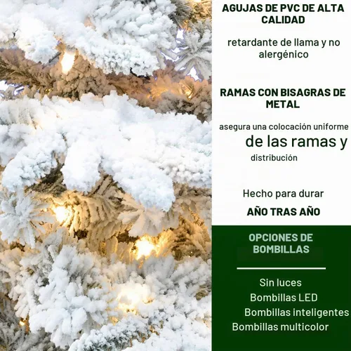 Vista 6 de Fraser Hill Farm Pine Valley - Árbol de Navidad con efecto nevado, 6.5 pies de alto, árbol de Navidad nevado con conexión fácil, luces inteligentes