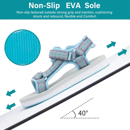 Vista 4 de MRUILINE Boys Girls Sandals Kids Water Sandals with Arch Support Yoga Mat Insoles Walking Sandals