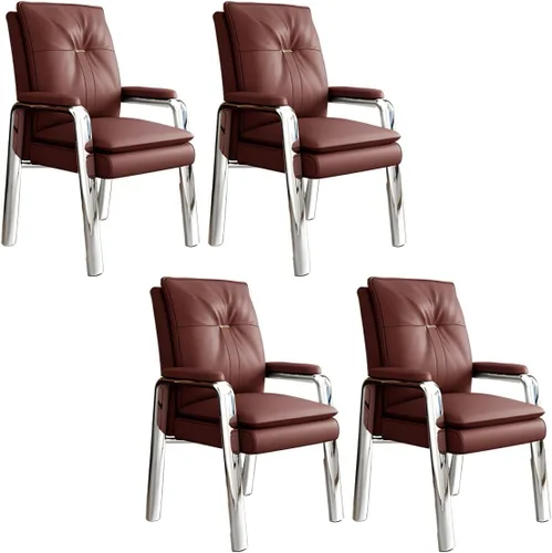 Vista 25 de PU Leather Conference Chair with Fixed Arms High-Back Ergonomic Mahjong Chair Chess Card Room Backrest Computer Chair Long-Term Sitting Mahjong