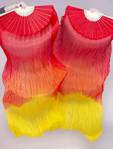 Vista 3 de 1 par (izquierda+derecha) para mujer, velos largos de seda real para danza del vientre