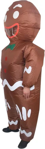 Vista 3 de IRETG Inflatable Gingerbread Man Costume Blow-Up Costume for Christmas Cosplay