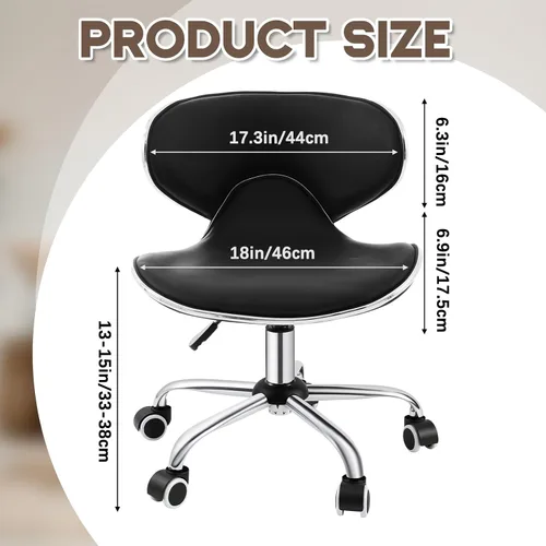 Vista 2 de Silla de pedicura para tecnología de uñas, taburete ergonómico con soporte de espalda, taburete hidráulico ajustable para spa con ruedas, silla