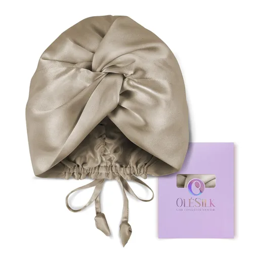 Vista 13 de OLESILK - Gorro de seda para dormir para mujeres: 100% seda de morera de 22 momme, ajuste ajustable para el cuidado del cabello nocturno, sin Negro