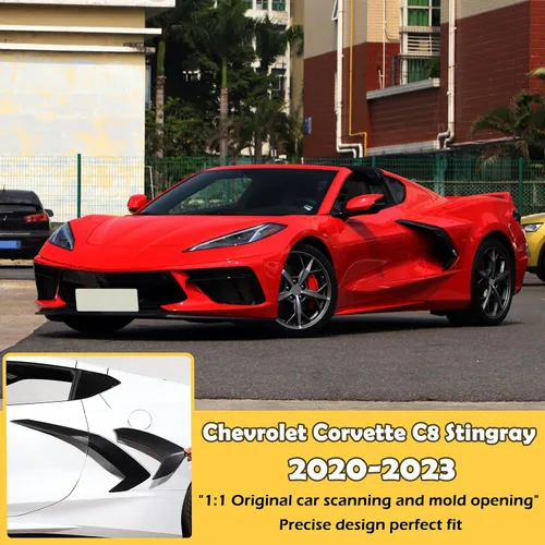 Vista 6 de Cubierta de salida de aire lateral de la carrocería exterior compatible con Chevrolet Corvette C8 2020-2023, accesorios de ventilación