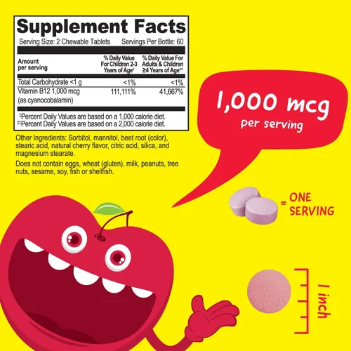 Vista 3 de VitaWorks Paquete de masticables multivitamínicos + vitamina B12 para niños
