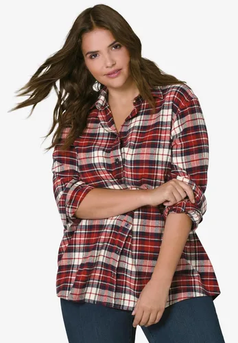 Vista 5 de Ellos Camisa de franela a cuadros de talla grande para mujer
