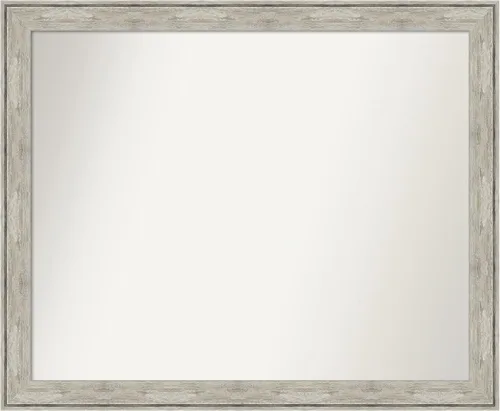 Vista 525 de Amanti Art Espejo de baño plateado para sobre el fregadero, 28 x 37 pulgadas, elegante espejo rectangular de peltre cepillado, marco de madera