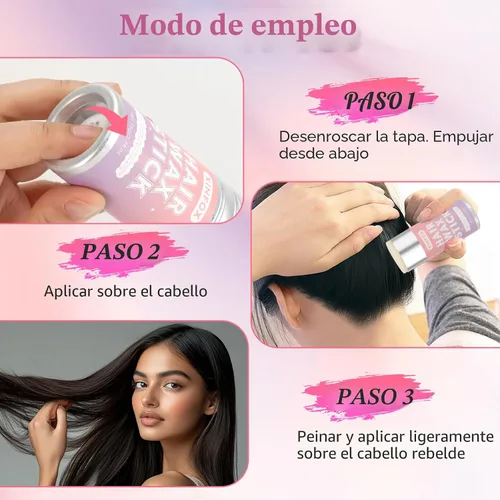 Vista 5 de Barra de cera para el cabello, cepillo liso para cabello, cera en barra para cabello suelto, set de herramientas de peinado con peine de cola de 4