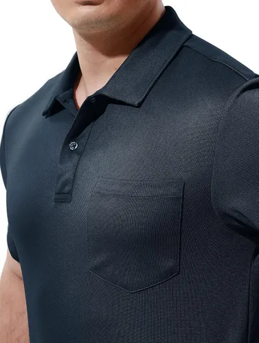 Vista 4 de YSENTO Camisas polo para hombre ajuste seco manga corta cuello y bolsillo para golf
