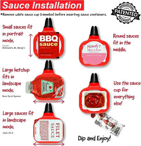 Vista 4 de Recipiente para salsa con clip Saucemoto Un soporte para salsas en el auto para salsa de tomate y salsas para sumergir. Como lo viste en Shark