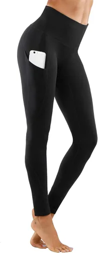 Vista 3 de Lingswallow - Pantalones deportivos de tiro alto para yoga, diseño elástico en 4 direcciones con control de abdomen y bolsillos, leggings