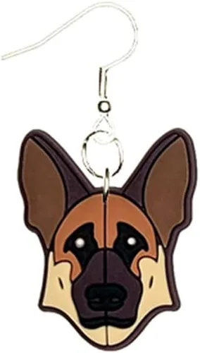 Vista 2 de Aretes de perro de pastor alemán sin plomo ni níquel, chapados en plata, anzuelos Yazzle Dazzle Woof Bark Doggy, Varios, sin tipo de gema